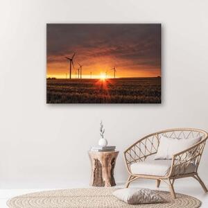 Obraz na plátně Větrné mlýny při západu slunce - 60x40 cm
