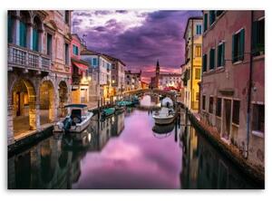 Obraz na plátně Benátský kanál fialový - 60x40 cm