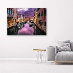 Obraz na plátně Benátský kanál fialový - 60x40 cm