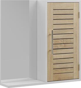 Koupelnová zrcadlová skříňka Vicco Looma Bílá/dub 60 x 60 cm se 3 přihrádkami, Model 57486
