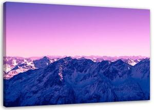 Obraz na plátně Hory Fialový východ slunce - 100x70 cm