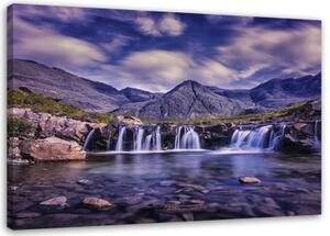 Obraz na plátně Vodopád Horská krajina - 100x70 cm