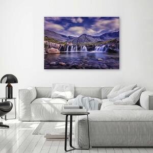 Obraz na plátně Vodopád Horská krajina - 60x40 cm