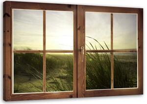 Obraz na plátně Výhled z okna Plážová tráva - 100x70 cm