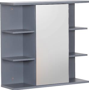 Zrcadlová skříňka Relaxdays, 6 polic, 2 vnitřní přihrádky, VxŠxH: 64 x 62 x 21 cm, montáž na zeď, závěsná skříňka do koupelny, bílá