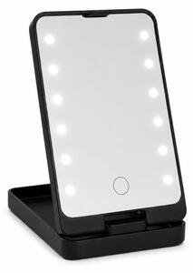 Verk 27634 Kosmetické zrcátko s LED osvětlením, skládací, USB, černé