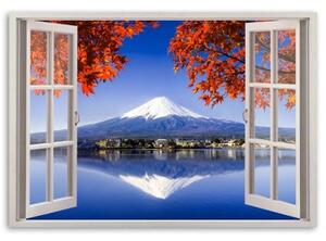 Obraz na plátně Výhled z okna na horu Fudži - 60x40 cm