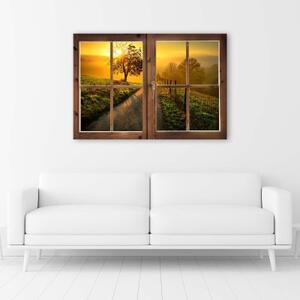 Obraz na plátně Západ slunce v okně - 60x40 cm