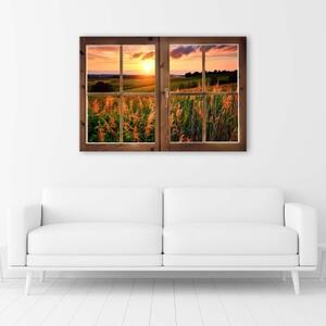 Obraz na plátně Okno květiny příroda louka - 60x40 cm