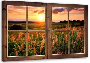 Obraz na plátně Okno Květiny Lavra Příroda - 90x60 cm