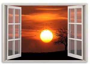 Obraz na plátně Výhled z okna na západ slunce - 60x40 cm