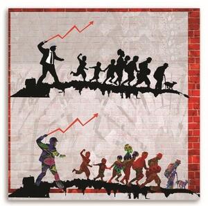 Obraz na plátně Banksy Nástěnné malby Street Art - 30x30 cm