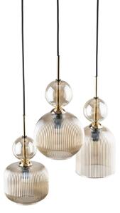 Lustr na lanku SOPHIA 3xE14/10W/230V černá/kouřová béžová