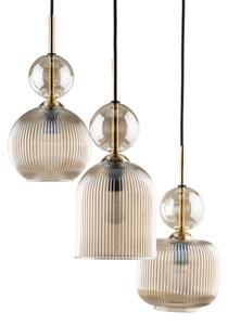 Lustr na lanku SOPHIA 3xE14/10W/230V černá/kouřová béžová