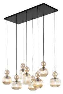 Lustr na lanku SOPHIA 8xE14/10W/230V černá/kouřová béžová