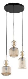 Lustr na lanku SOPHIA 3xE14/10W/230V černá/kouřová béžová