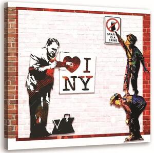 Obraz na plátně Banksy I Love New York - 40x40 cm