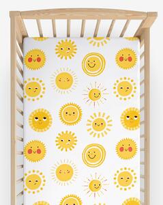 Goldea bavlněné napínací prostěradlo do dětské postýlky - usměvavá sluníčka 60 x 120 cm