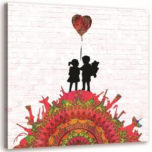 Obraz na plátně Banksy Street Art Heart - 40x40 cm