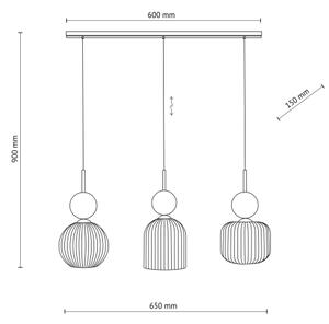 Lustr na lanku SOPHIA 3xE14/10W/230V černá/zelená/kouřová béžová