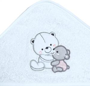Dětská osuška s kapucí a žínkou Medvídci - bílá