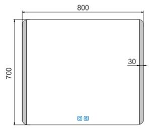 Nimco LED zrcadlo 21W, 80x70 cm se dvěma dotykovými senzory