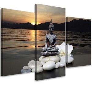Obraz na plátně třídílný Buddha Zen Západ slunce - 150x100 cm