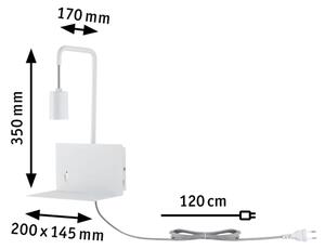Paulmann 79812 - 1xE27/40W Nástěnné svítidlo s poličkou a USB CALVANI 230V bílá