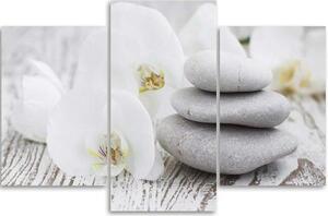 Obraz na plátně třídílný Orchid Stones Zen Spa - 150x100 cm