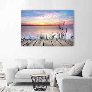 Obraz na plátně Platforma Sunset Sea - 60x40 cm