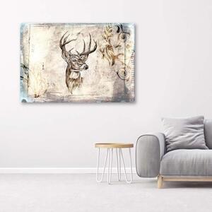 Obraz na plátně Deer Animal Vintage Beige - 60x40 cm