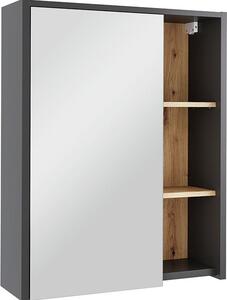 Skříňka se zrcadlem do koupelny Vicco Viola Grey/Artisan 60 x 75 cm s otevřenými policemi, Model 54857