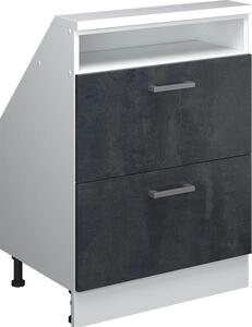 Kuchyňská skříňka pod šikmou střechu Vicco R-Line Černý beton 60 cm se 2 zásuvkami, Model 58242