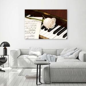 Obraz na plátně Hudba Piano Rose Noty - 60x40 cm