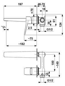 KFA Armatura 4529-810-00-Umyvadlová baterie pro podom. instalaci MALAGA l. chrom