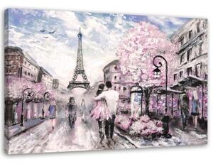 Obraz na plátně Růžový olej Paris City - 90x60 cm