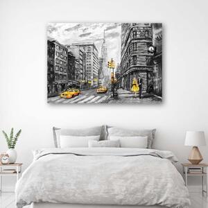 Obraz na plátně New York pár olej č/b - 60x40 cm