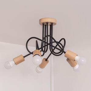 Přisazený lustr OXFORD 5xE27/15W/230V borovice/černá