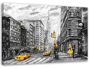 Obraz na plátně New York pár olej č/b - 60x40 cm
