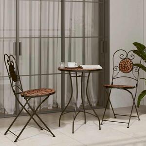 Mozaikový bistro set terakotový železo a keramika 3216352