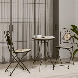 Mozaikový bistro set terakotový a bílý železo a keramika 3216356