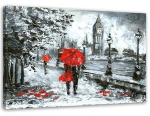 Obraz na plátně London City Pair Umbrella jako malovaný - 100x70 cm