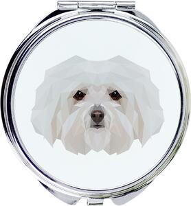 Zrcadlo s fotografií a geometrickým vzorem, určené pro psy plemene Bolognese (Bichon Bolognese), značky Art-Dog