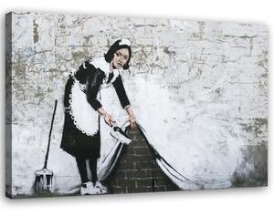 Obraz na plátně Banksy Pouliční umění Maid - 90x60 cm