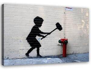 Obraz na plátně Banksy Hammer Boy - 60x40 cm