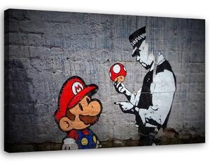 Obraz na plátně Banksy Super Mario - 120x80 cm