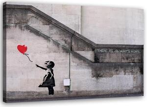 Obraz na plátně Banksy Dívka s balónkem - 100x70 cm