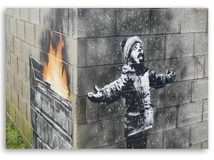 Obraz na plátně Banksy Mural Boy - 60x40 cm