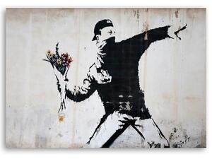 Obraz na plátně Banksy Házení květin street art - 60x40 cm