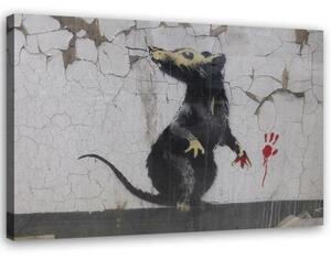Obraz na plátně Banksy Street Art Rat - 100x70 cm